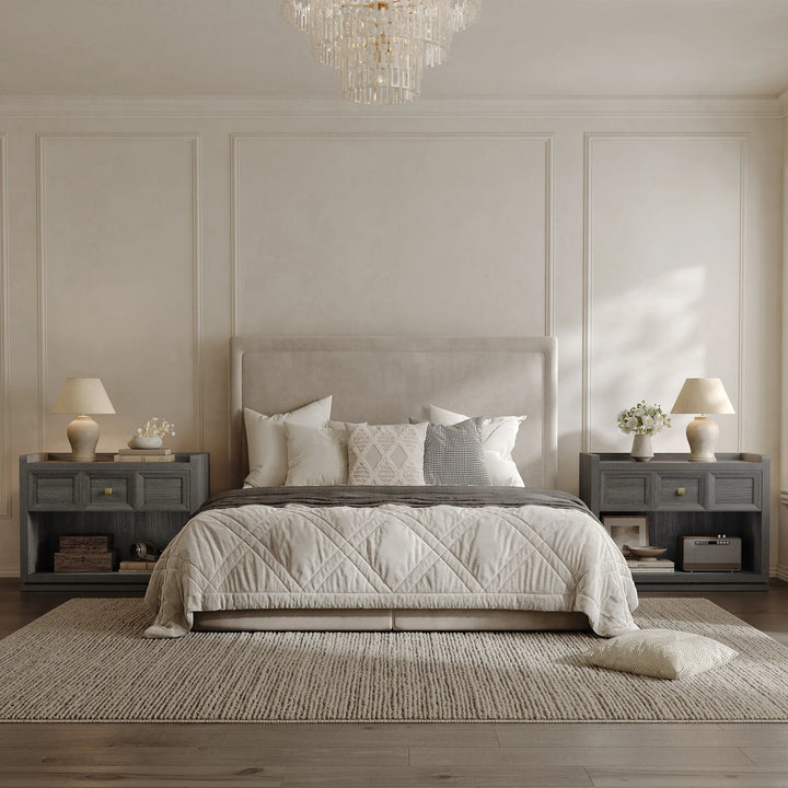 Helio 6-Drawer Dresser and Nightstands Set For Bedroom