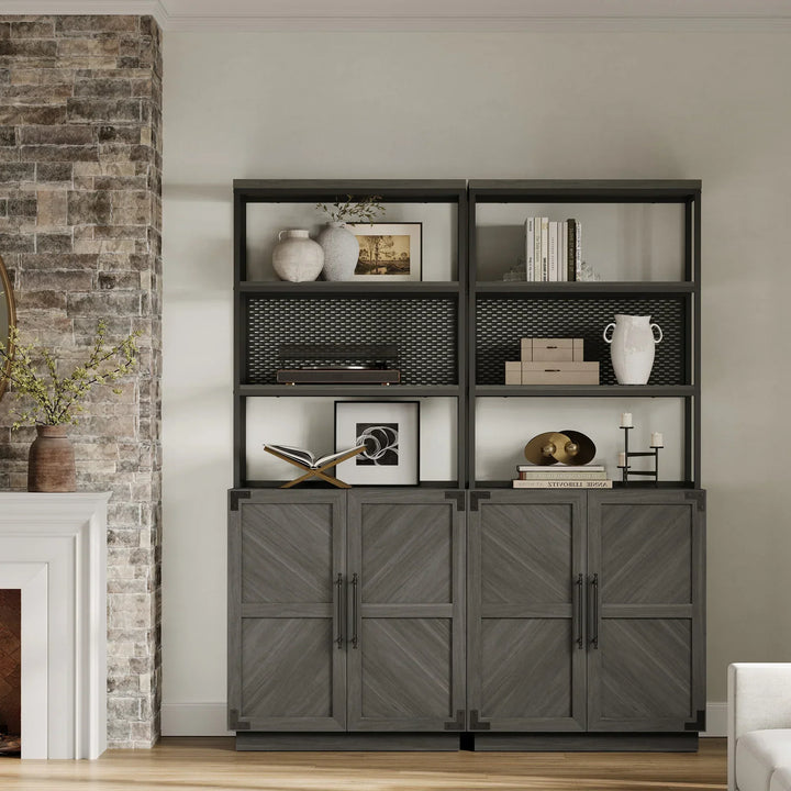 Willow 2 Doors Bookshelf, 75.3 Inch Tall