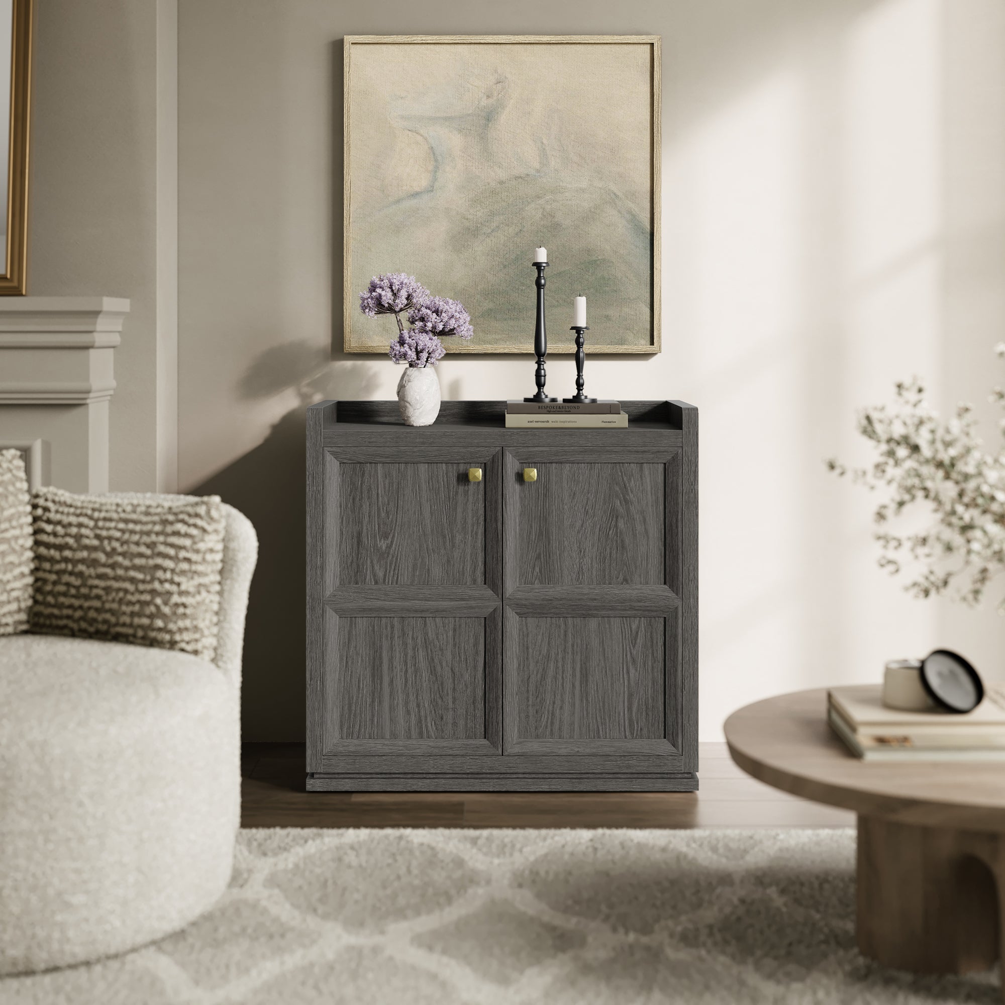 SICOTAS 33.7"W Sideboard Buffet Cabinet Set-WM