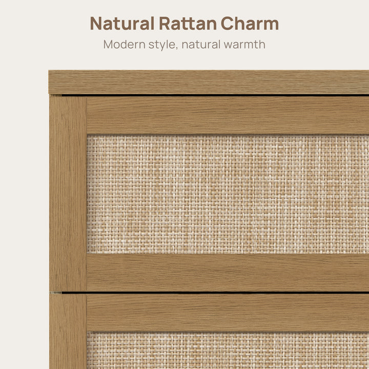 Zura Modern Rattan 6 Drawers Dresser, Straight Edge