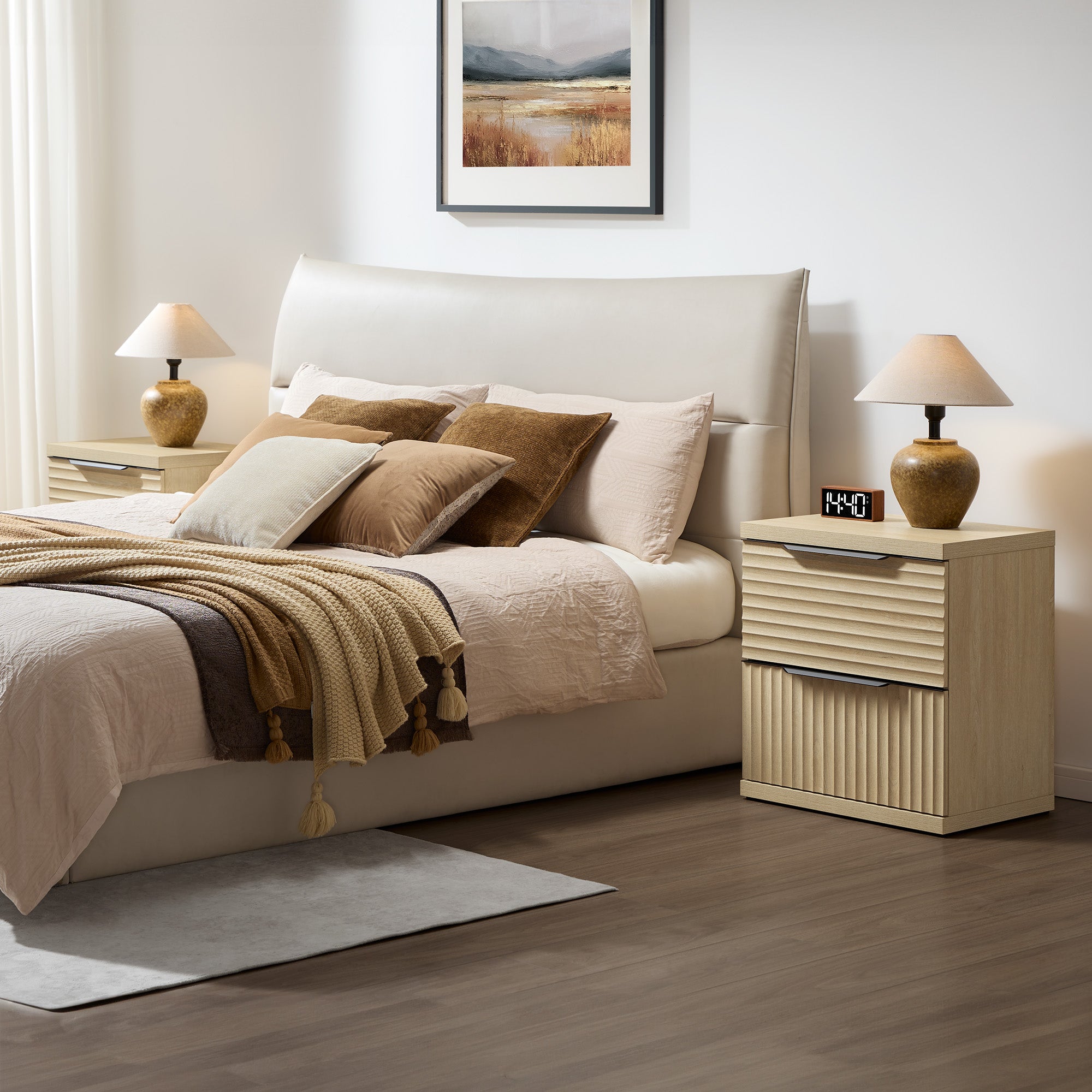 Stria 2-Drawer Nightstand with Interchangeable Panels