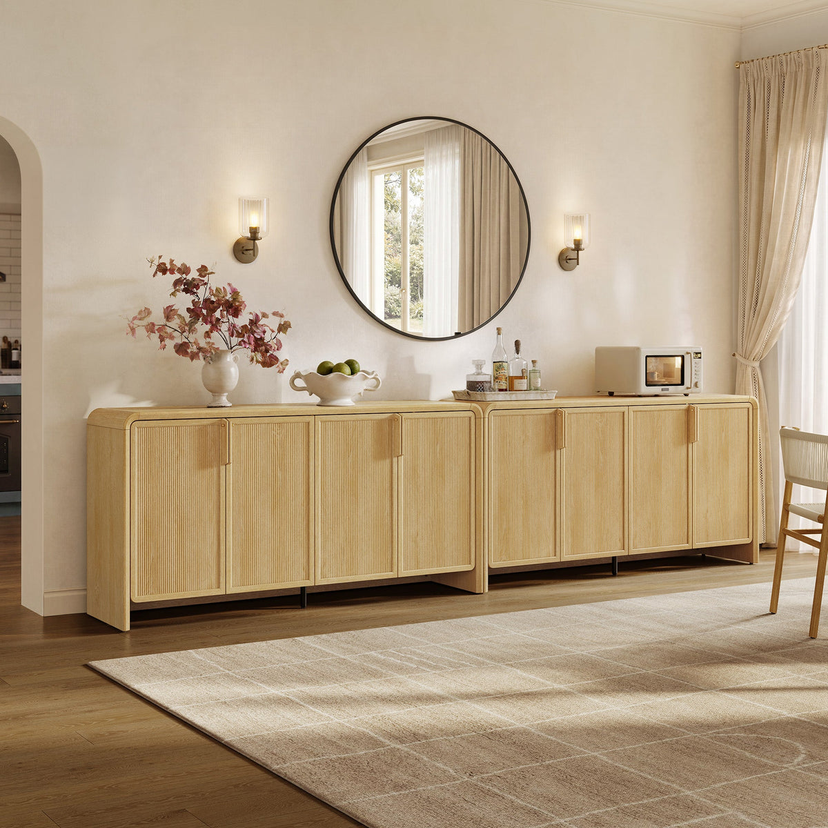 Alina Sideboard with 4 Doors, Living Room Storage, Set of 2