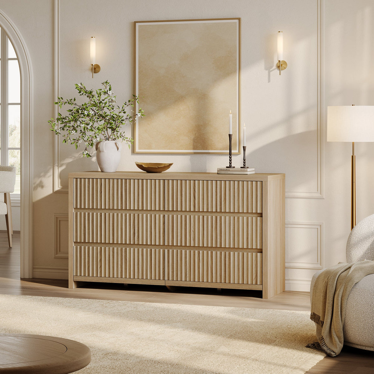 Prelude Modern Dresser with 6 Drawers, 55-Inch Wide