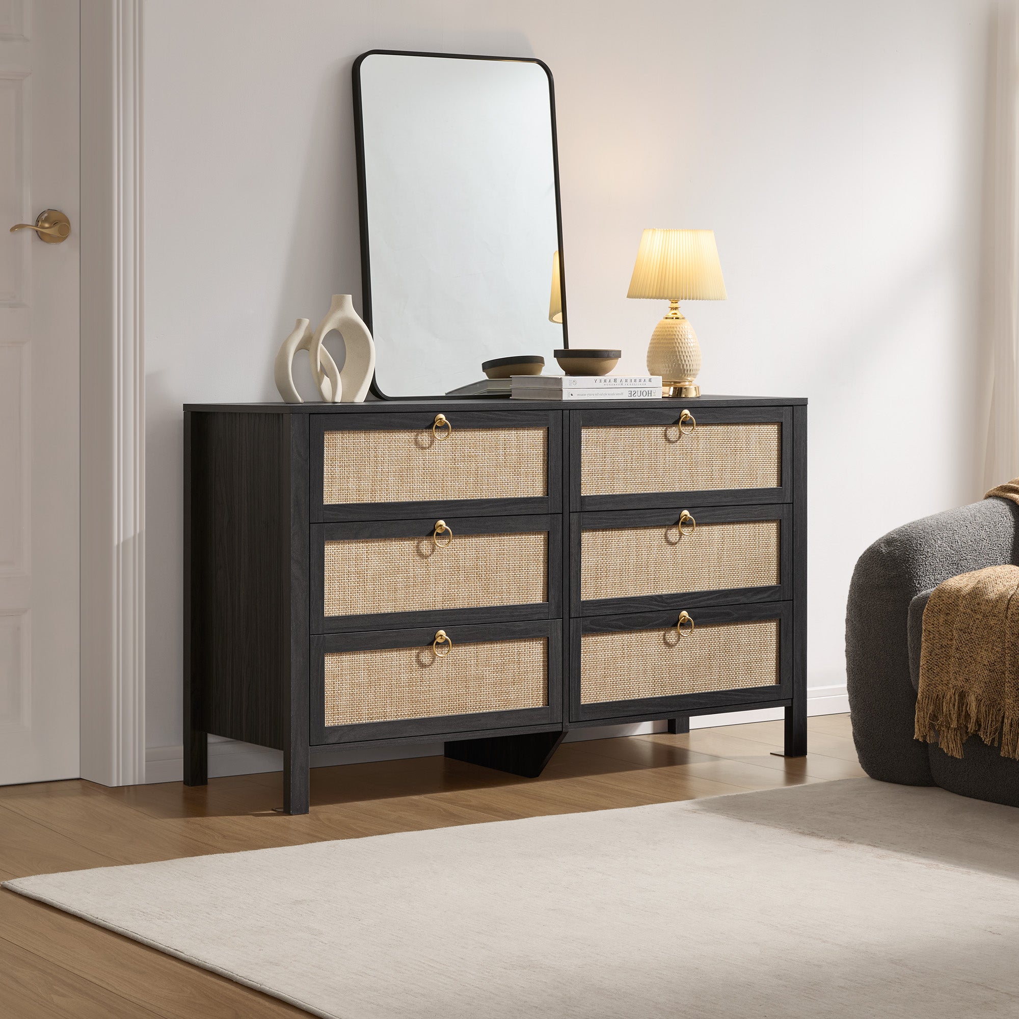 Terra Black Dresser, 6 Drawers