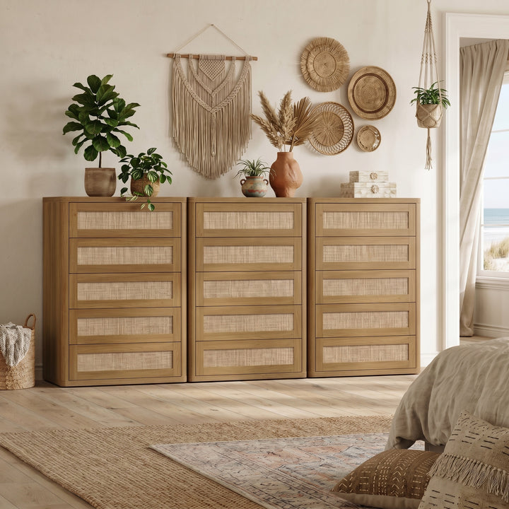 Zura Rattan Dresser, 5 Drawers