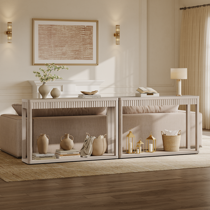 Cas Fluted 2-Tier Console Table, 47.3-Inch Wide