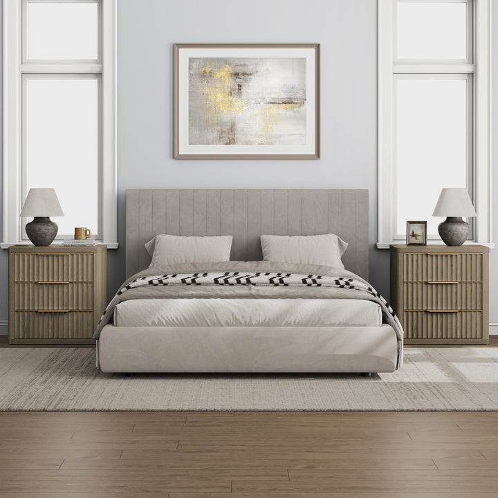 Cas Nightstands 3 Drawers, Golden Handle