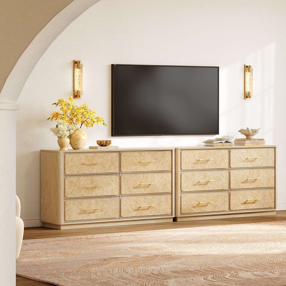 Burluxe Dresser with 6 Drawers, Large Storage