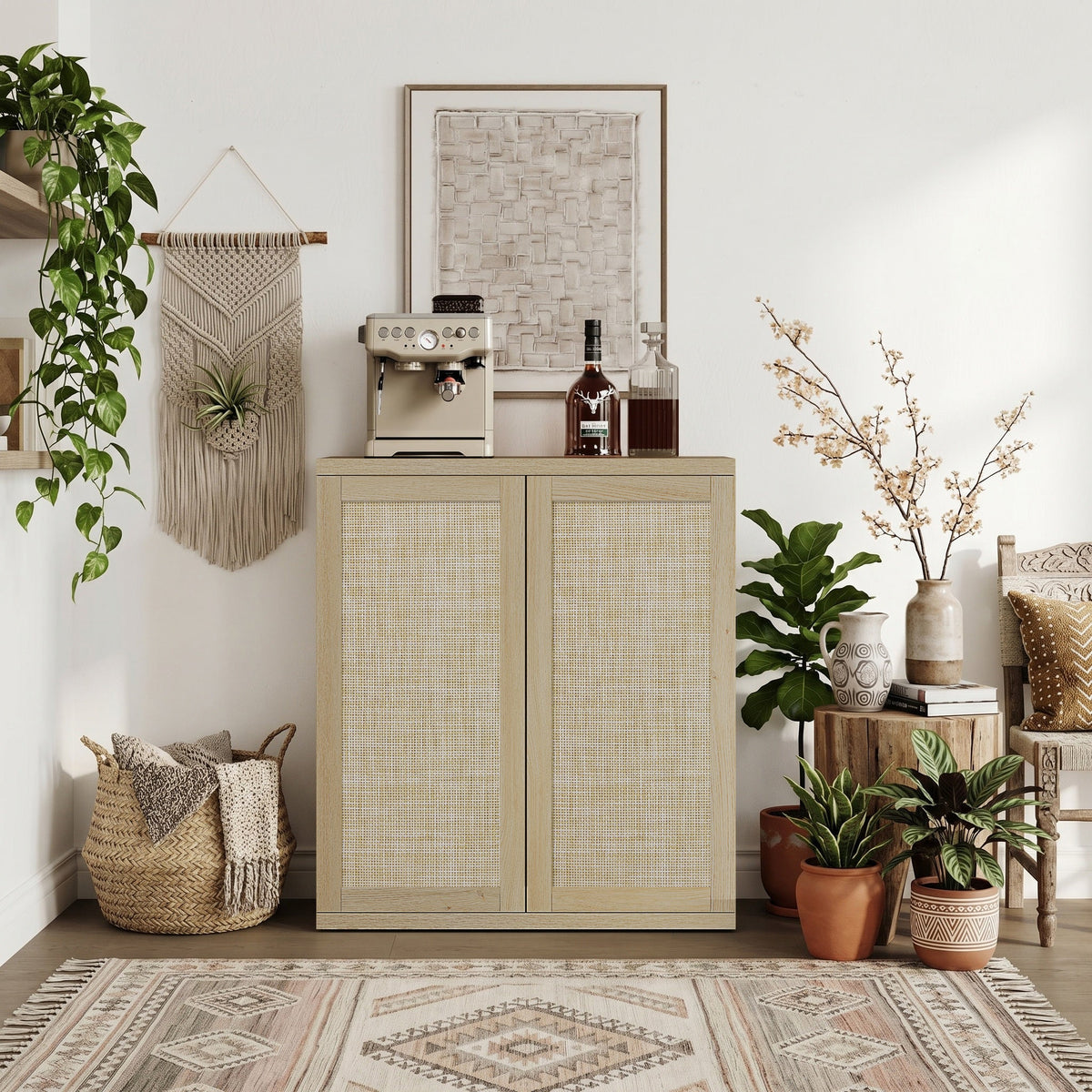 Zura Rattan Sideboard, 2 Doors, Set of 3