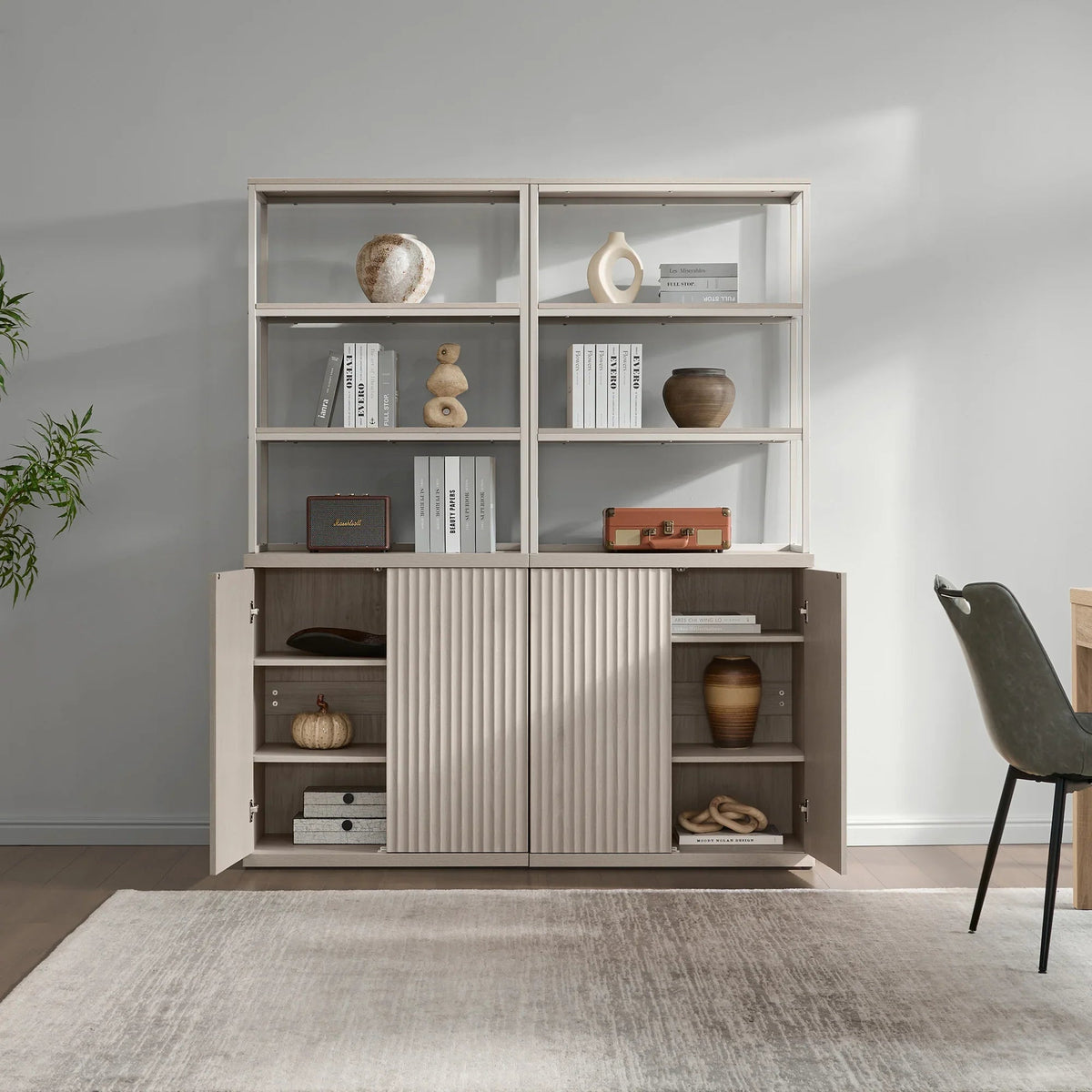 Stria Book Shelf with Doors, Set of 2