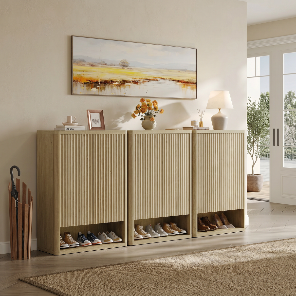 Cas Shoe Cabinet with 2 Doors, Entryway Storage, Set of 3
