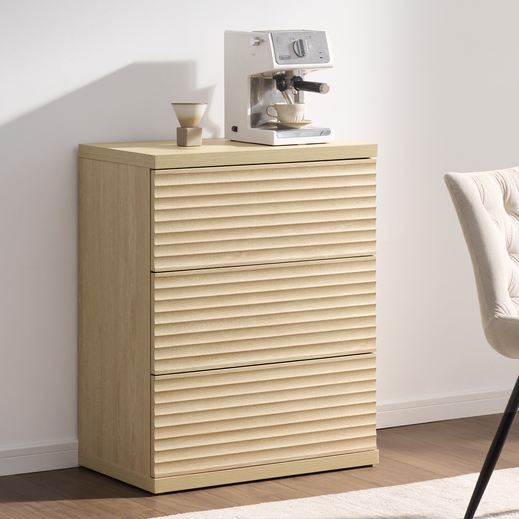 Stria Dresser and Nightstands Set, Large Storage