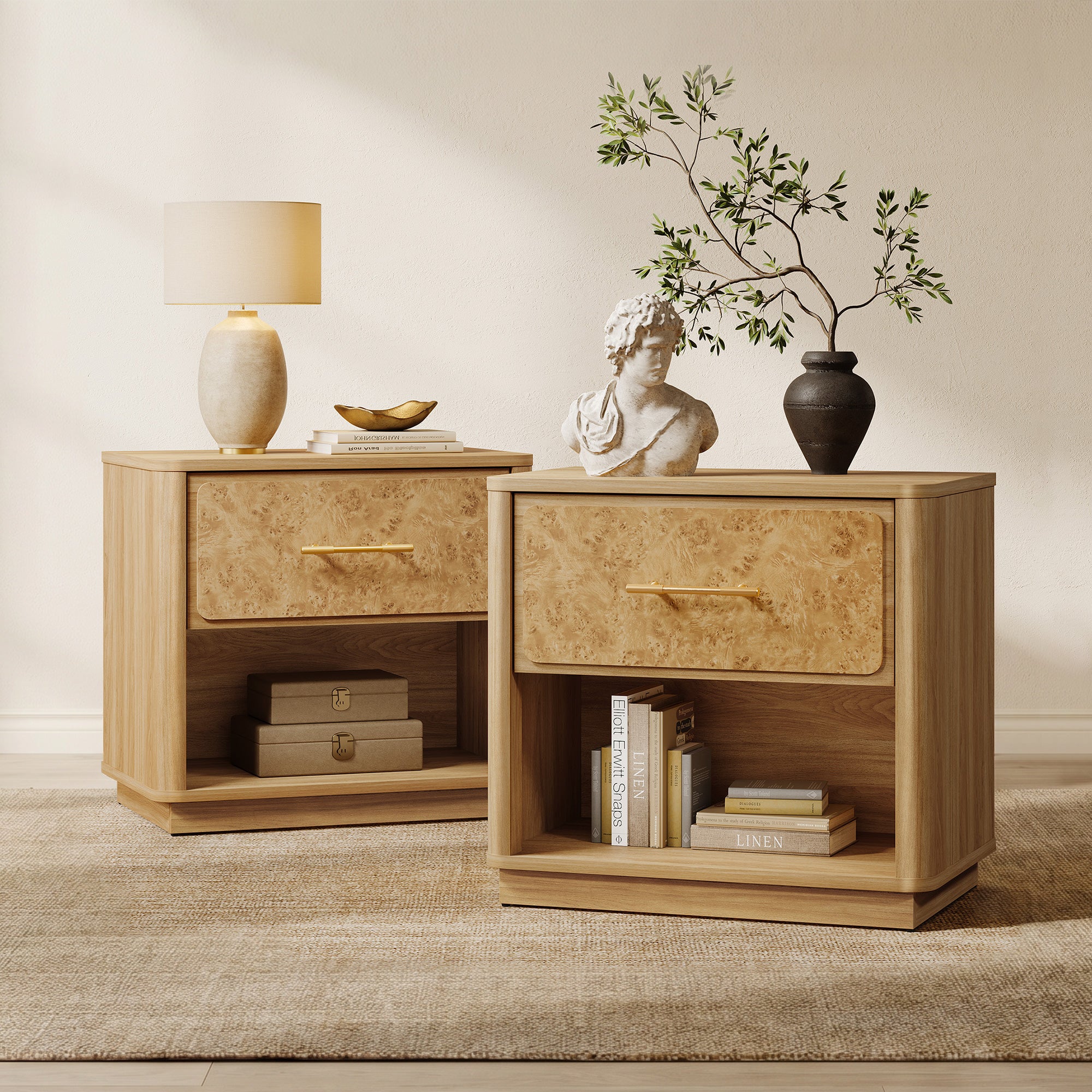 Burluxe Modern Nightstand with 1 Drawer, 24.8'' Wide