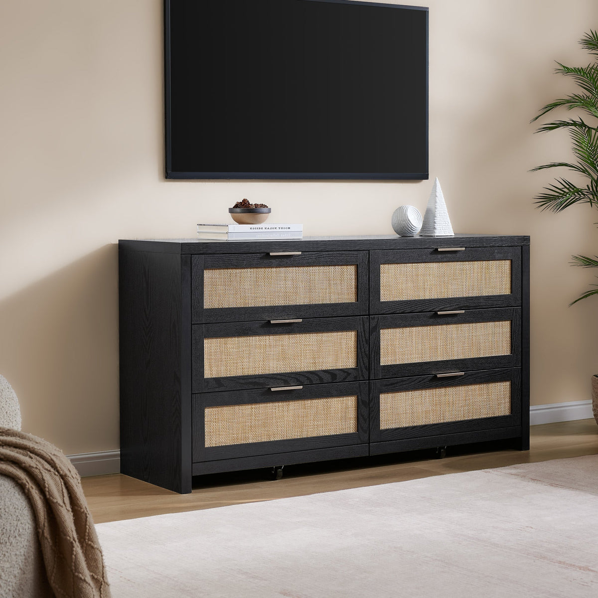 Savanna 6 Drawers Dresser, Wardrobe and Nightstand Sets - 1 Piece - Reclaimed Light Oak
