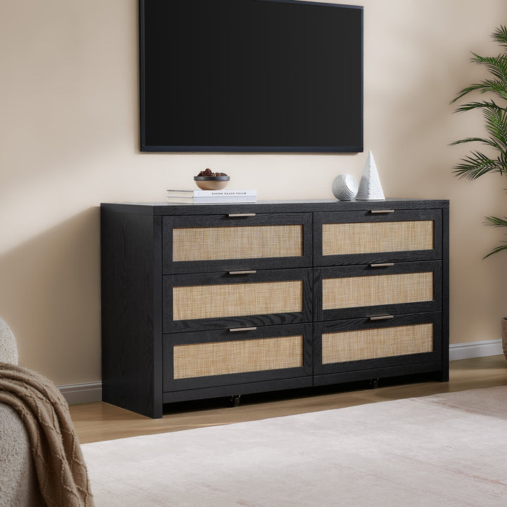 Savanna Rattan Wardrobe, 6 Drawers Dresser Bedroom Set