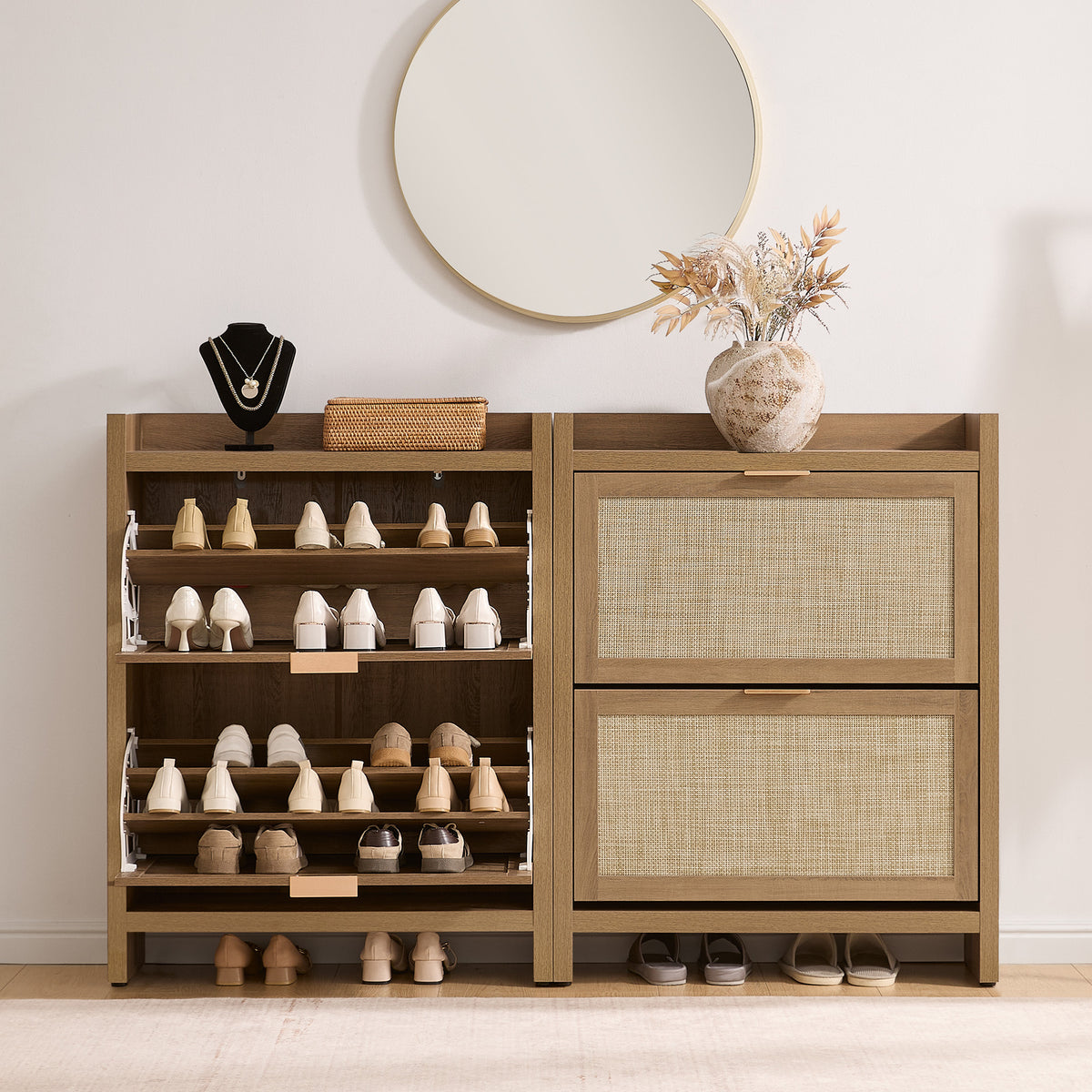 Savanna Rattan Double Flip Shoe Cabinet