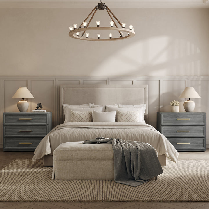 Crescent Nightstand with 3 Drawers for Bedroom, Set of 2
