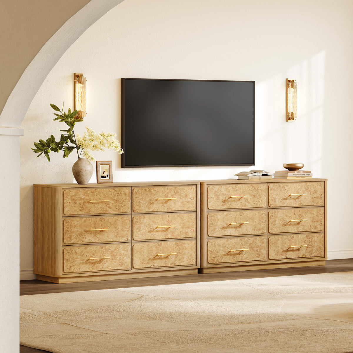 Burluxe Luxury Modern 6 Drawers Dresser, 55'' Wide