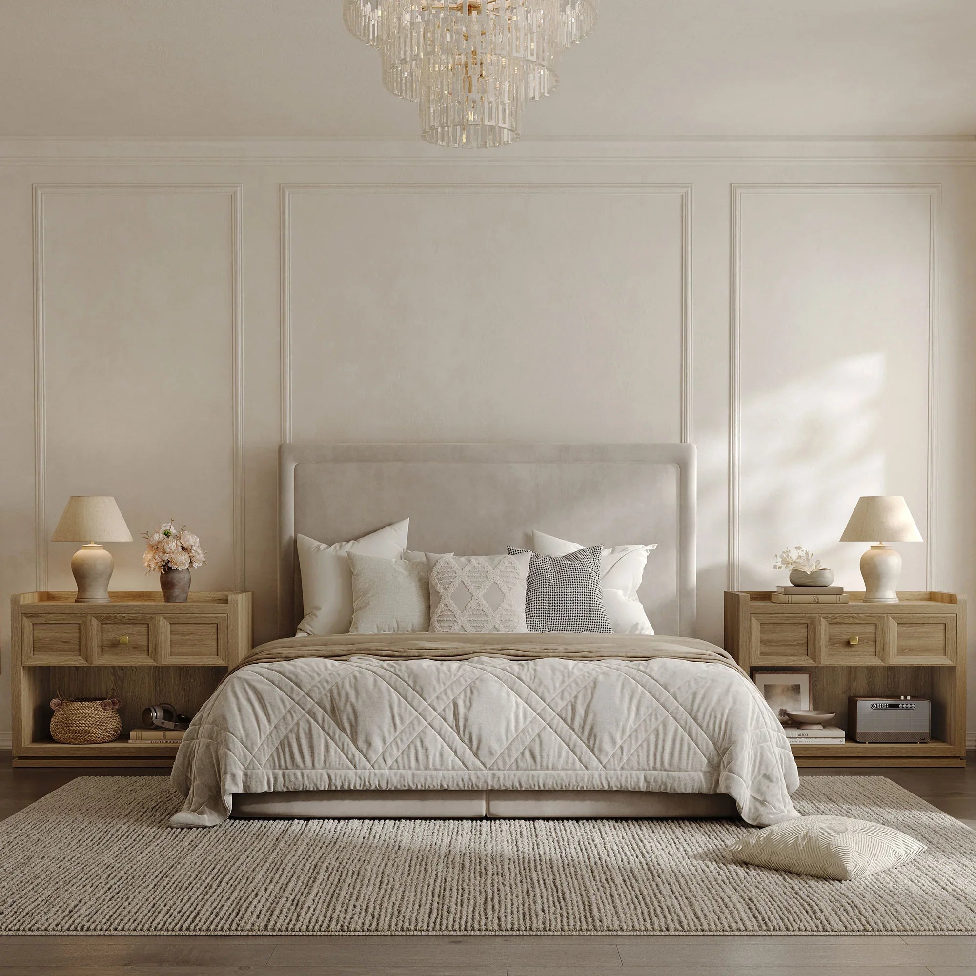 Helio 6-Drawer Dresser and Nightstands Set For Living Room