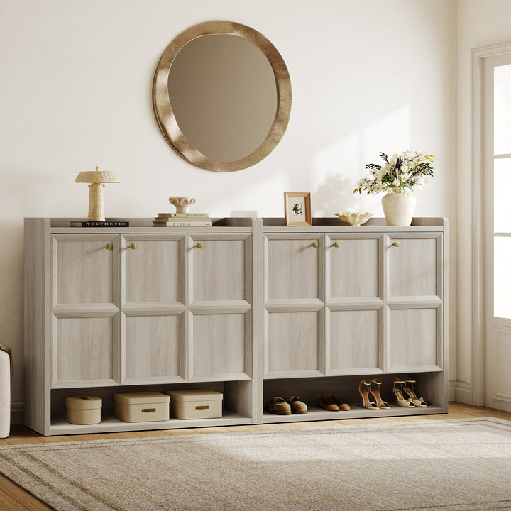 Helio 3 Doors Shoe Cabinet, Holds 26 Pairs