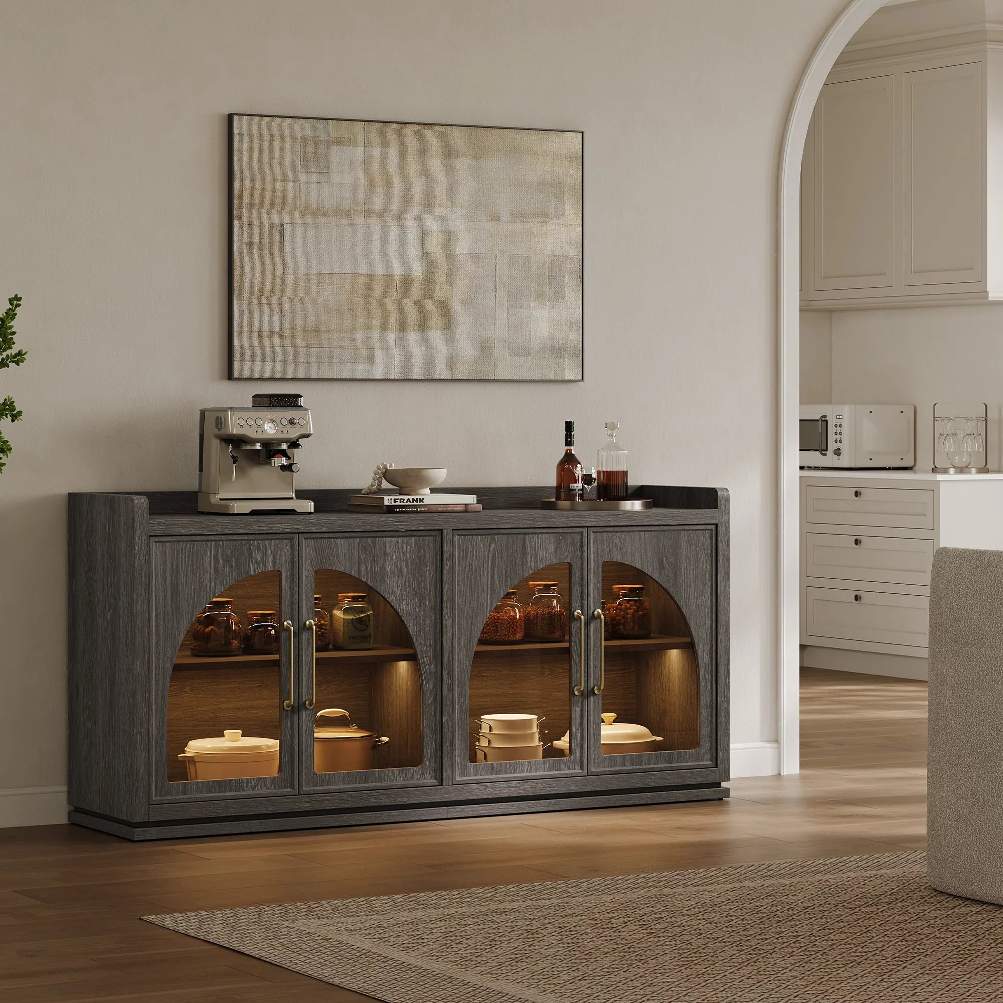Helio Glass-Door Sideboard Cabinet