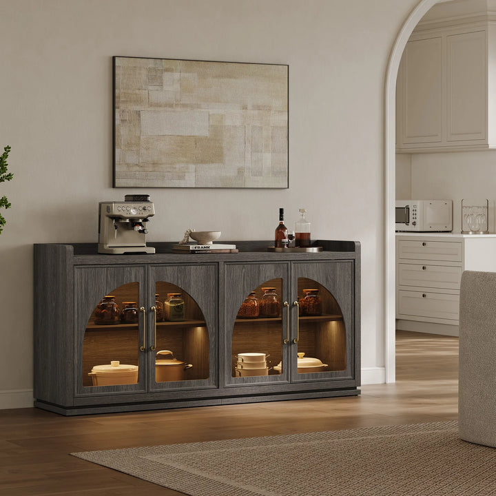 Helio Glass-Door Sideboard Cabinet