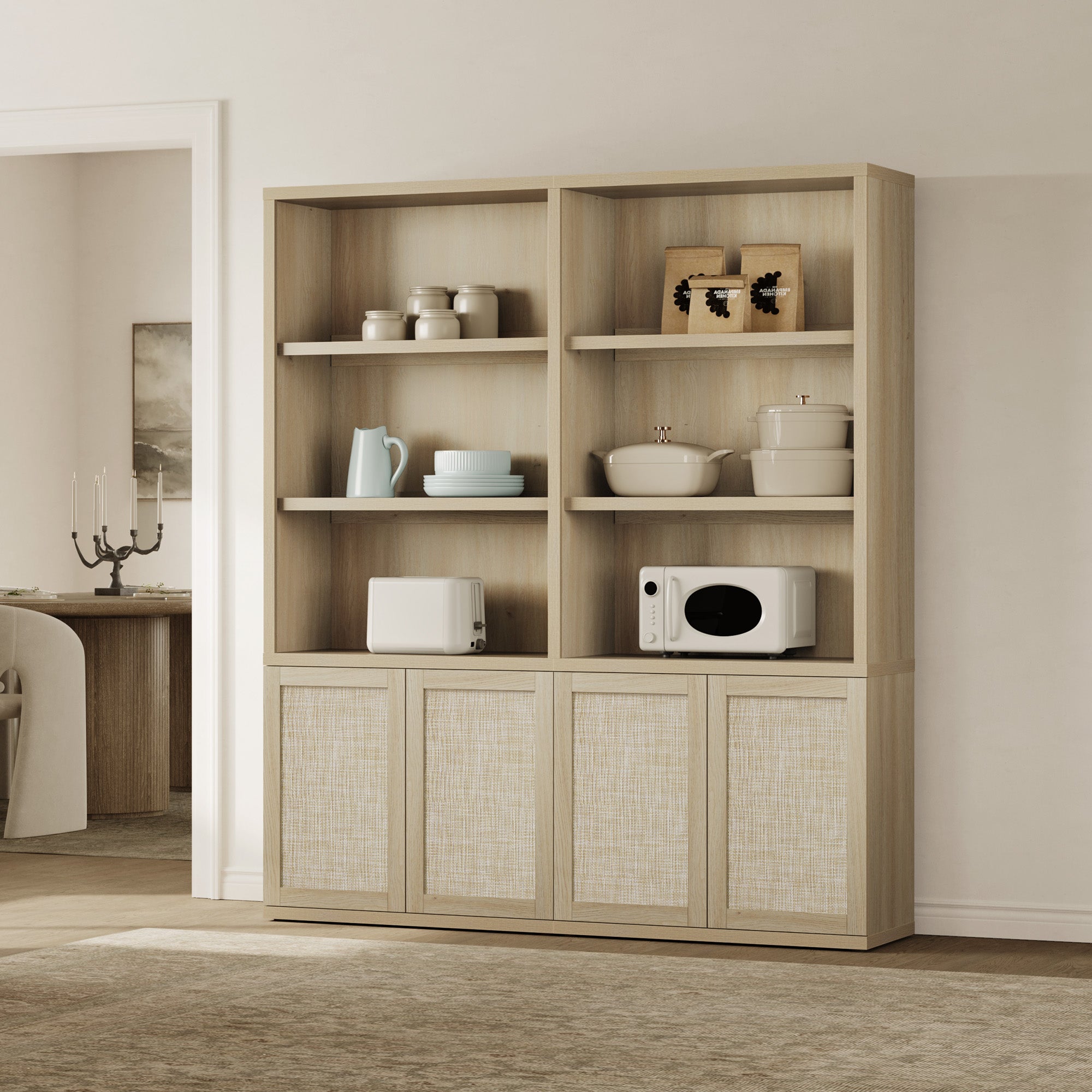 Zura Rattan Bookcase, 71 Inches Tall