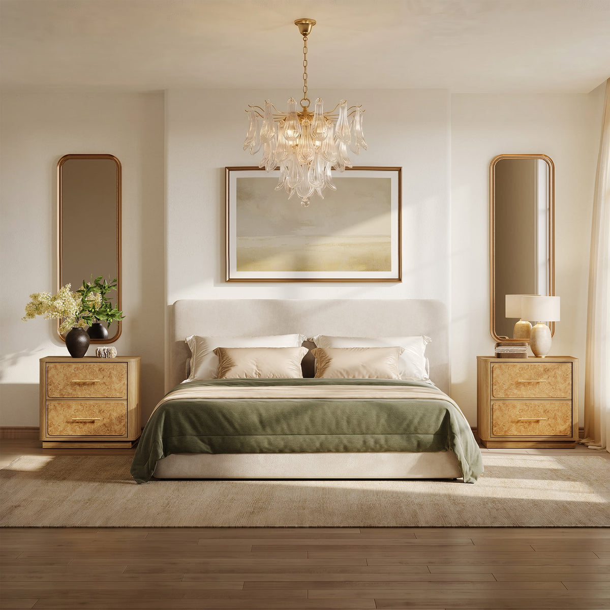 Burluxe Modern Nightstand with 2 Drawers, Set of 2