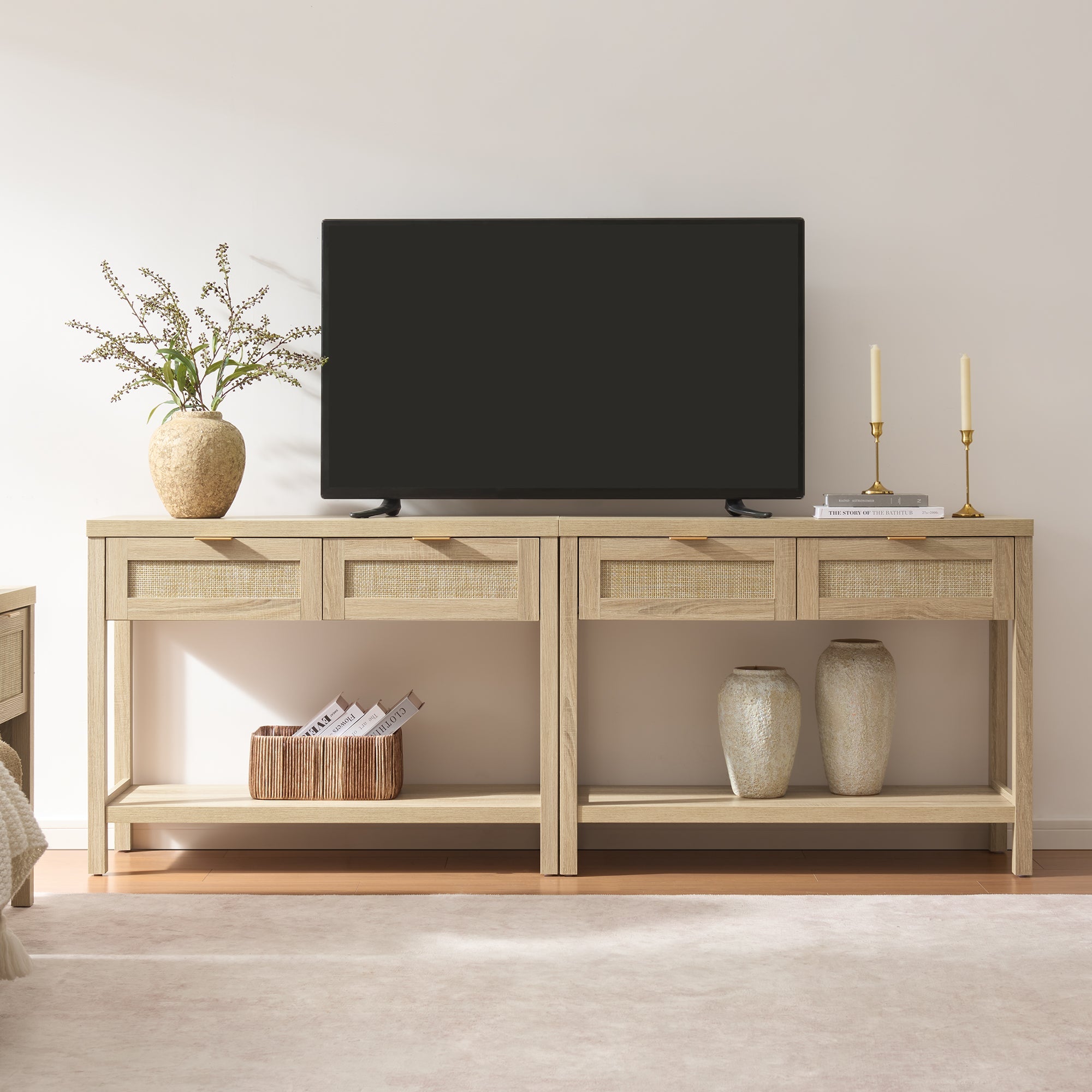 Savanna Rattan Console Table for Entryway