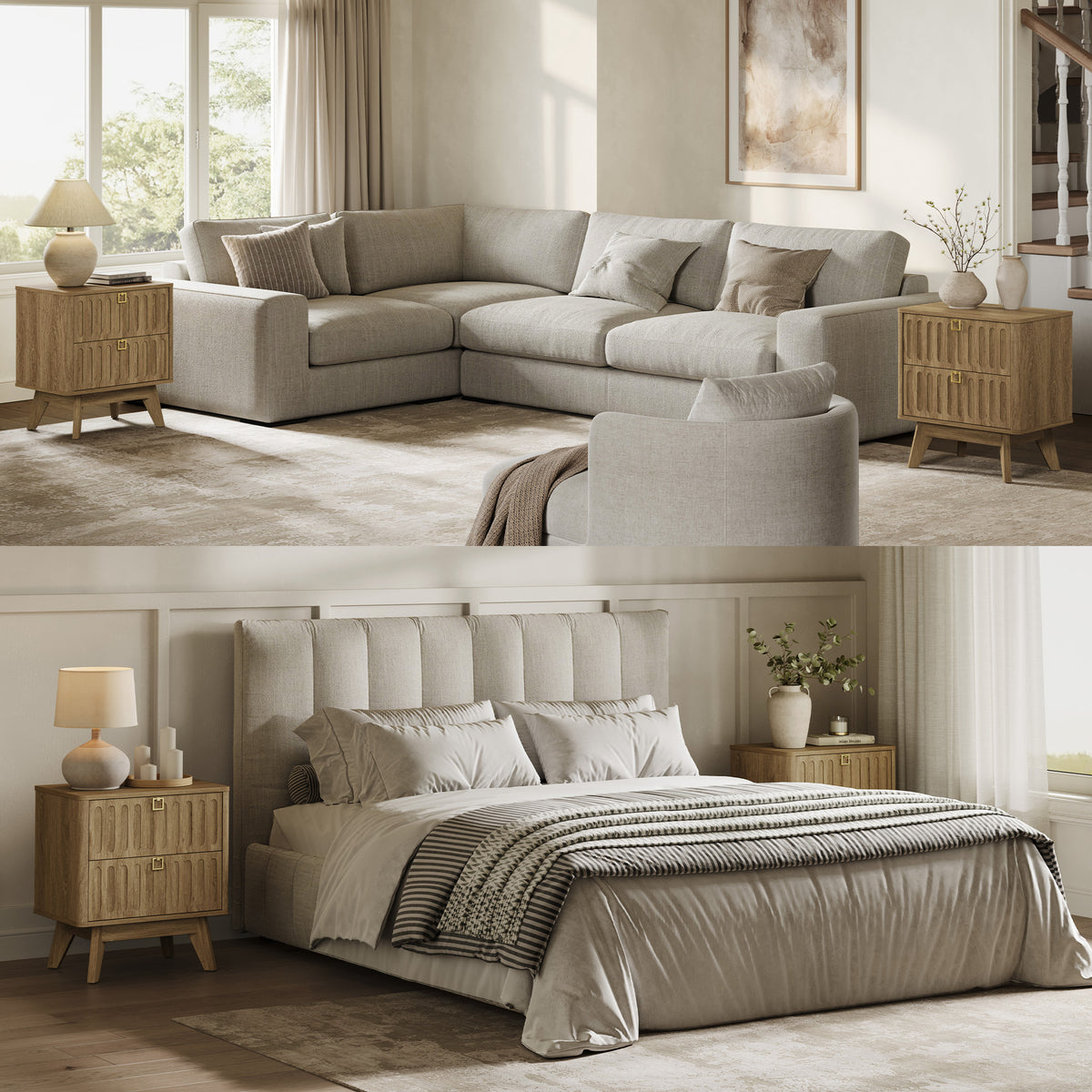 Domus 2-Drawer Nightstand, Modern Design