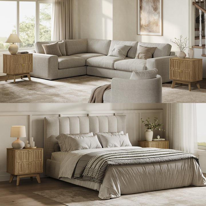 Domus 2-Drawer Nightstand, Modern Design