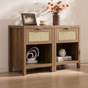 Savanna Rattan Night Table with Drawer, Set of 2