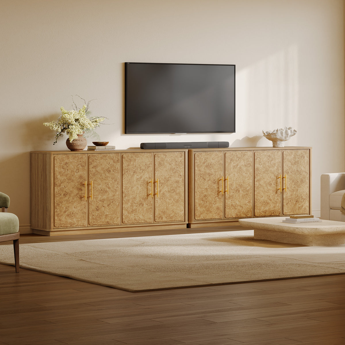 Burluxe Modern Luxury 4-Door Storage Sideboard Cabinet