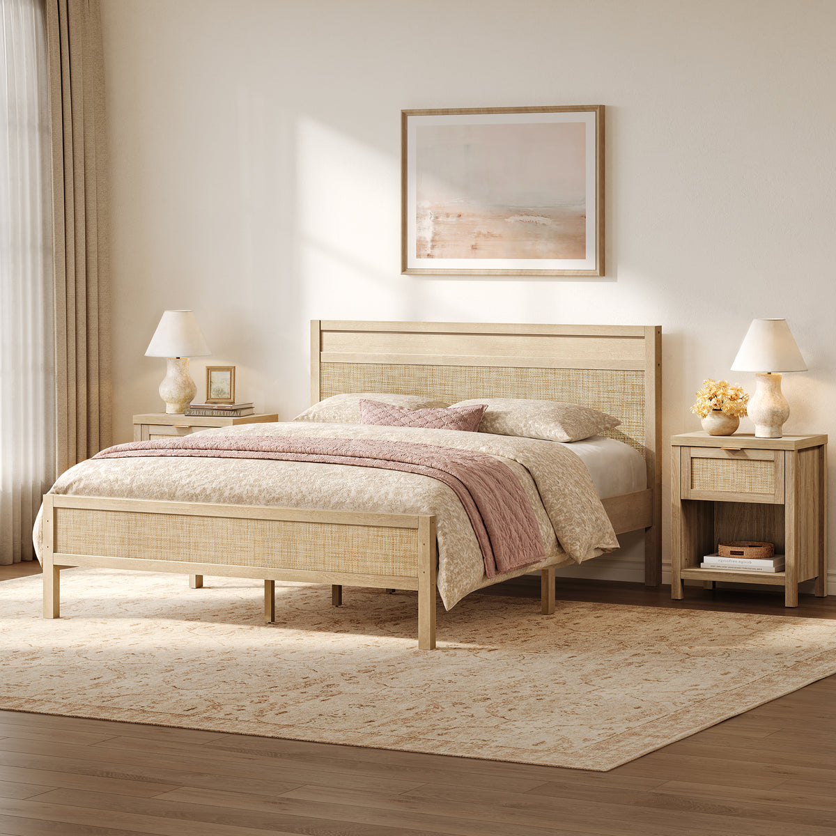 Savanna Rattan Bed Frame, Queen Size