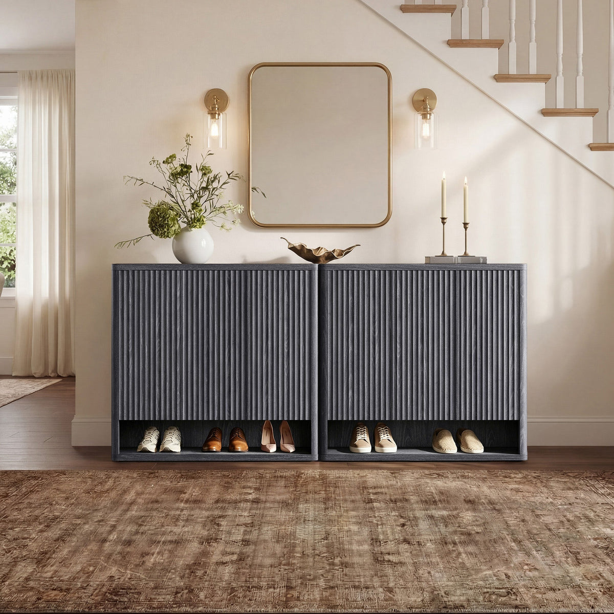 Cas Shoe Cabinet with 3 Doors, Set of 2