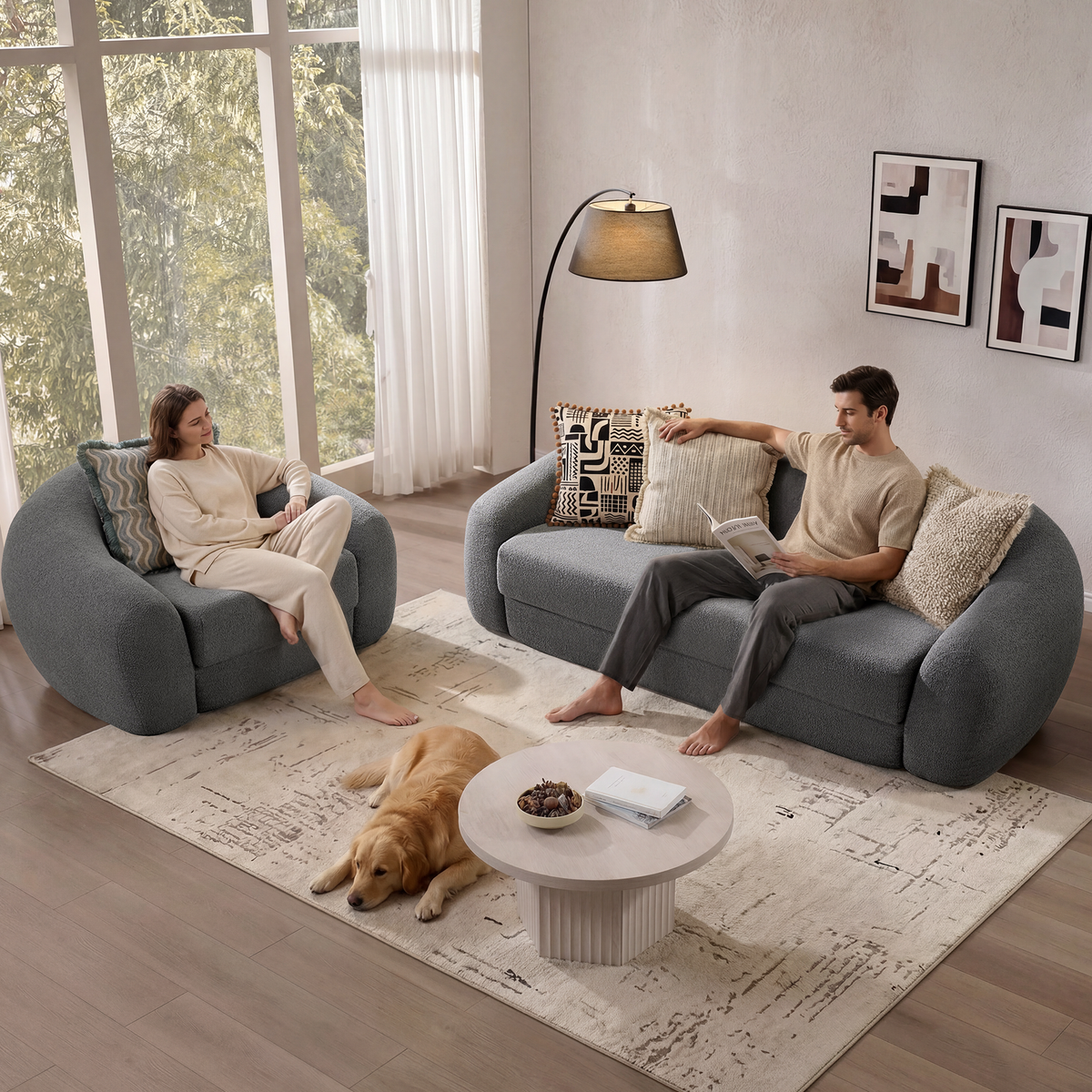Nimbus 3 Seater Sofa Couch, Dark Grey