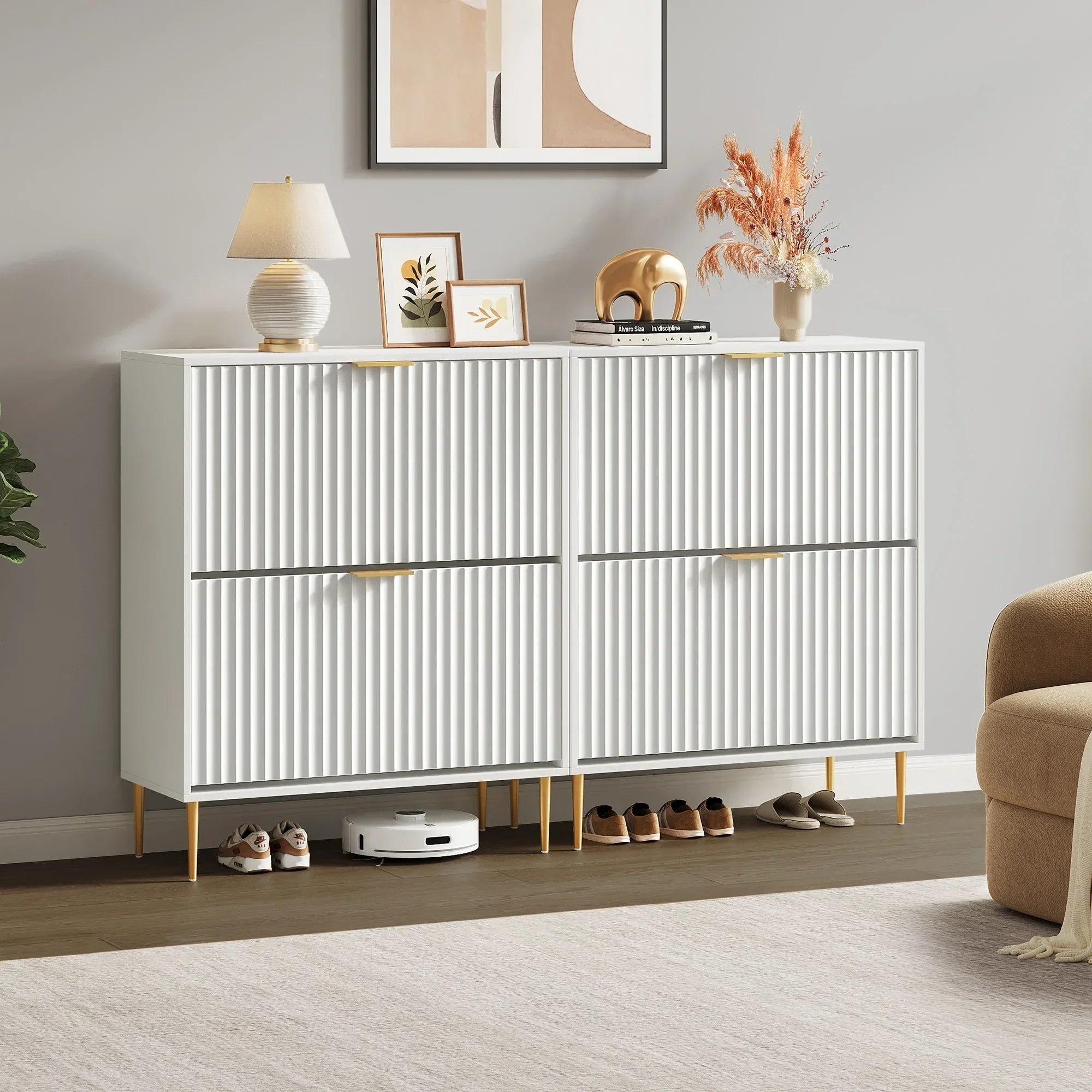 Opus 2-Tier Shoe Cabinet with Storage