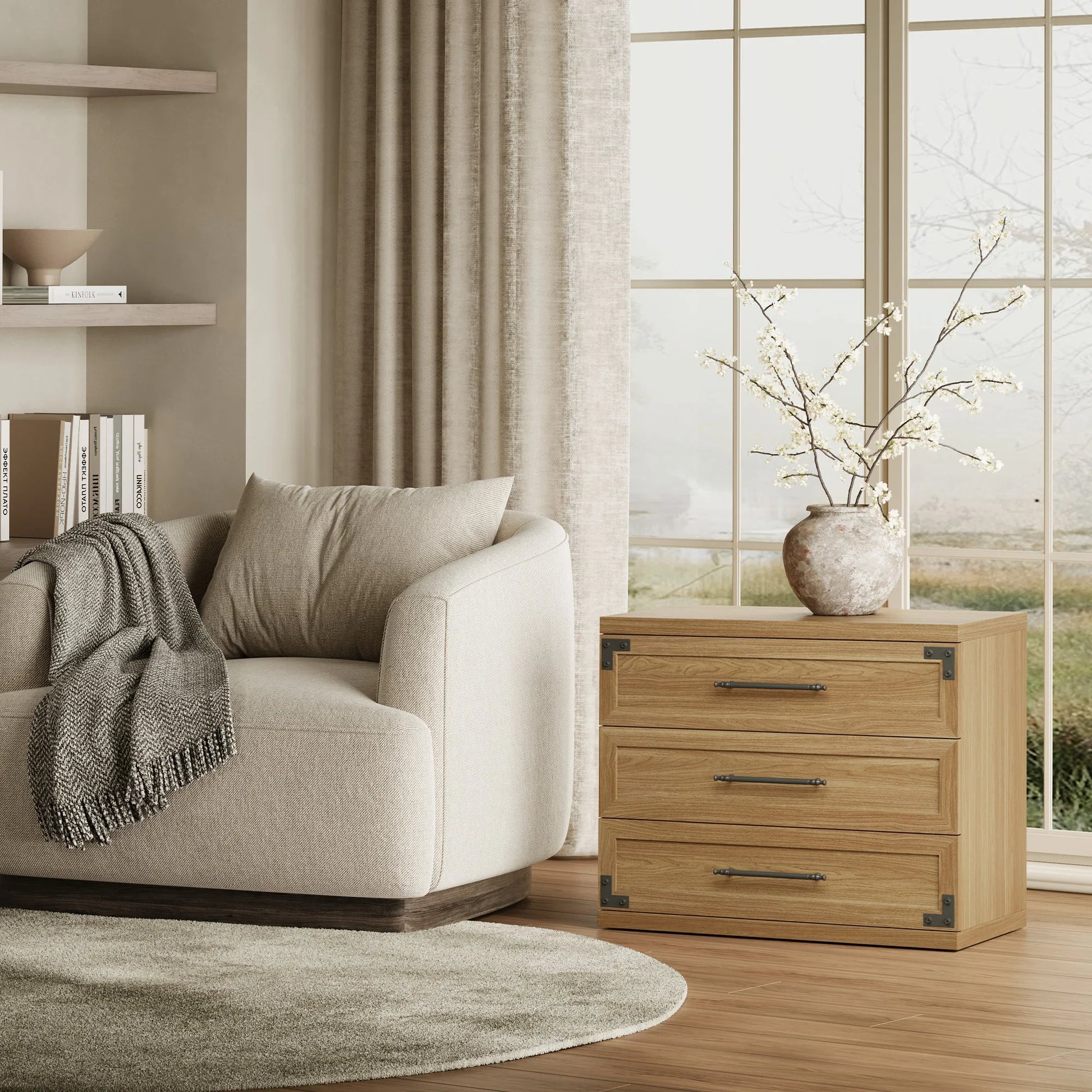 Willow 3-Drawers Nightstands Set, 31.3 Inch Wide