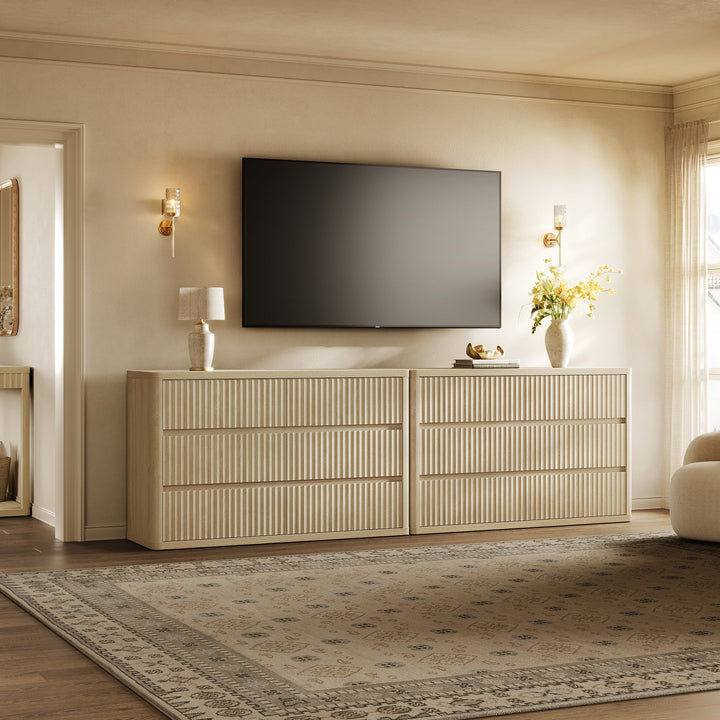 Cas 53.5'' Wide Chest of 6 Drawers for Bedroom, 2 Pieces