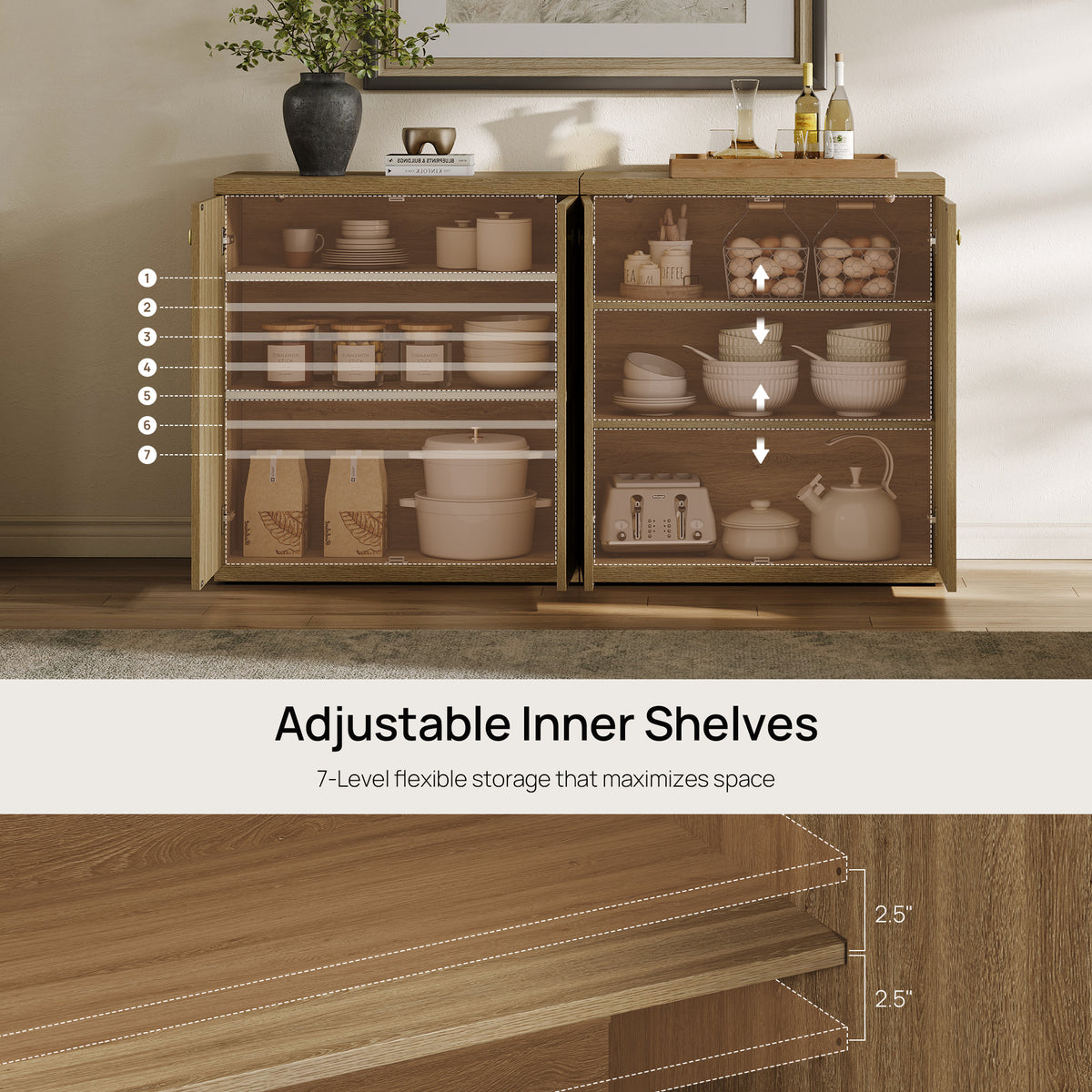 Helio 2-Door Sideboard, Sectional Design, Set of 2