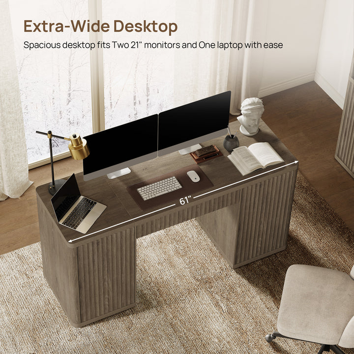Cas 60Inch-Wide Office Desk, Large Storage