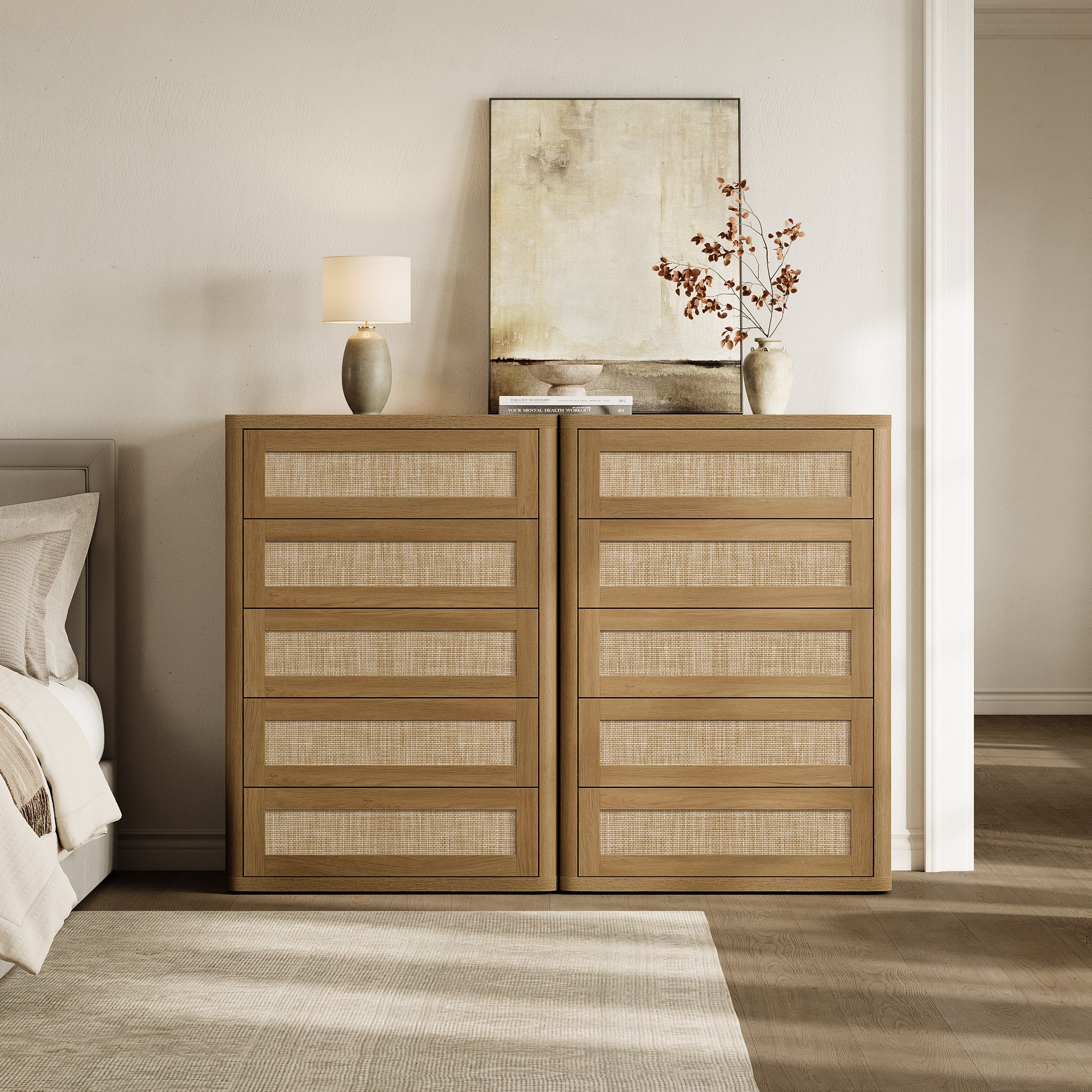 Zura Rattan Dresser, 5 Drawers