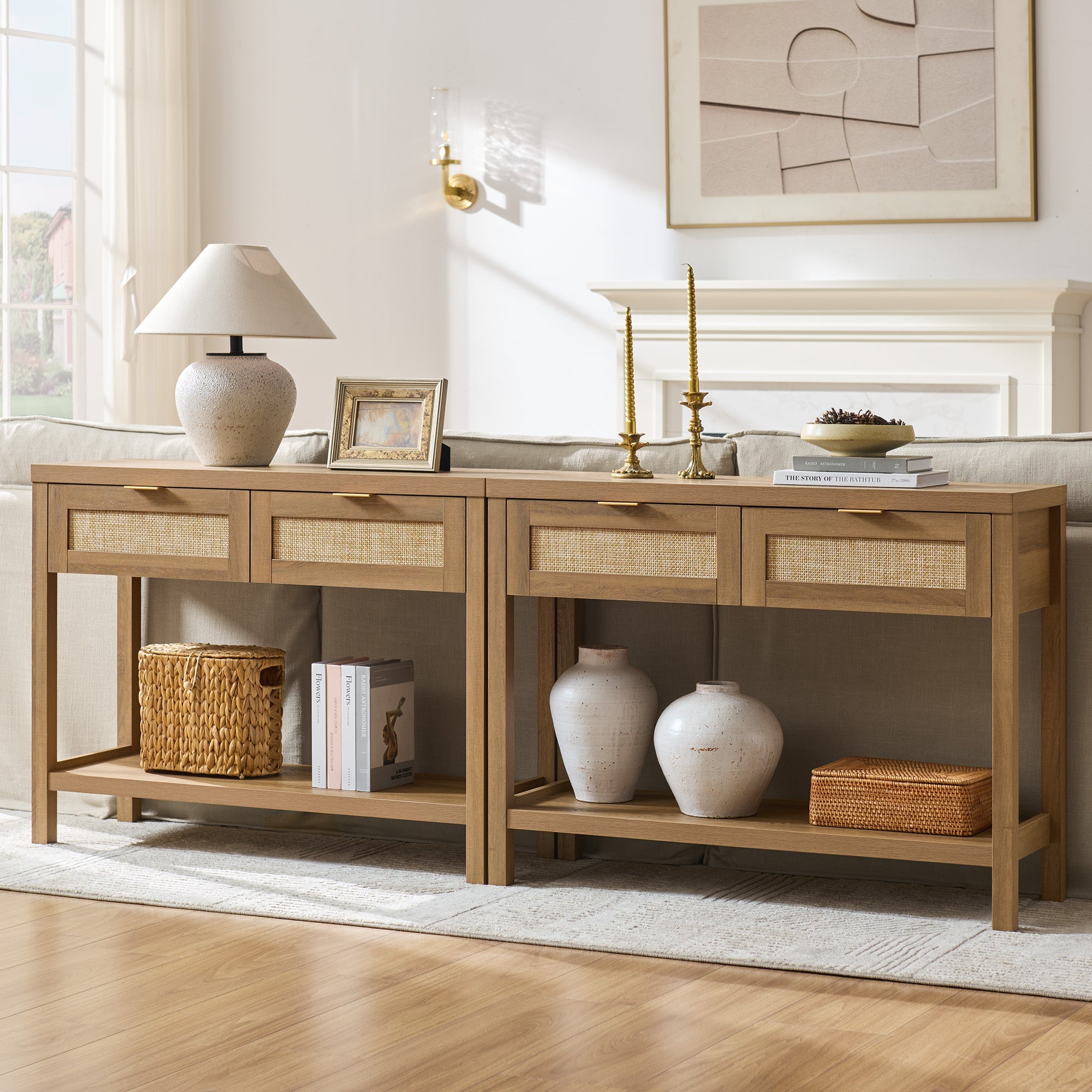 Savanna Rattan Console Table for Entryway