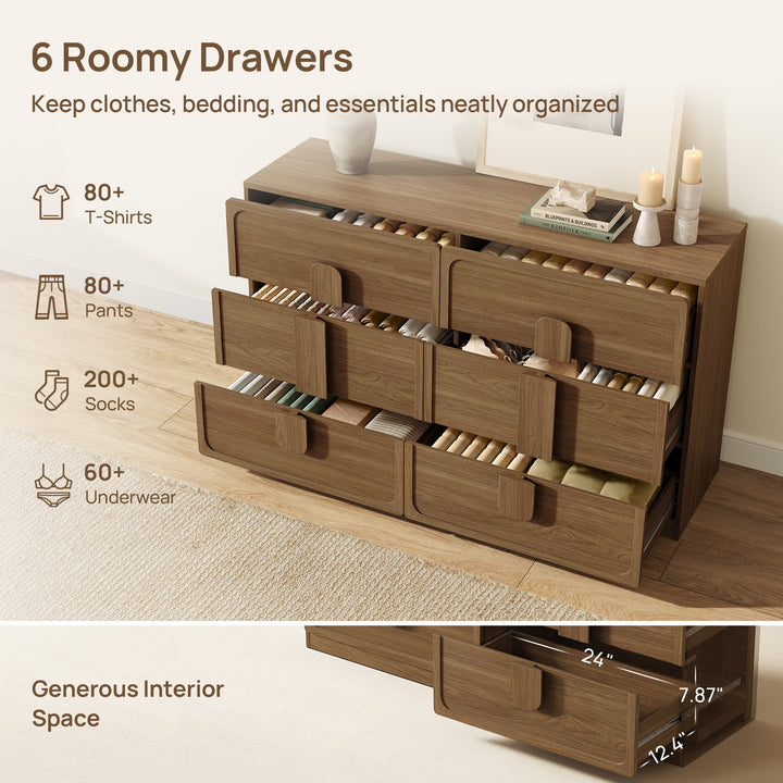 Arcus 6 Drawers Dresser with Arched Handles