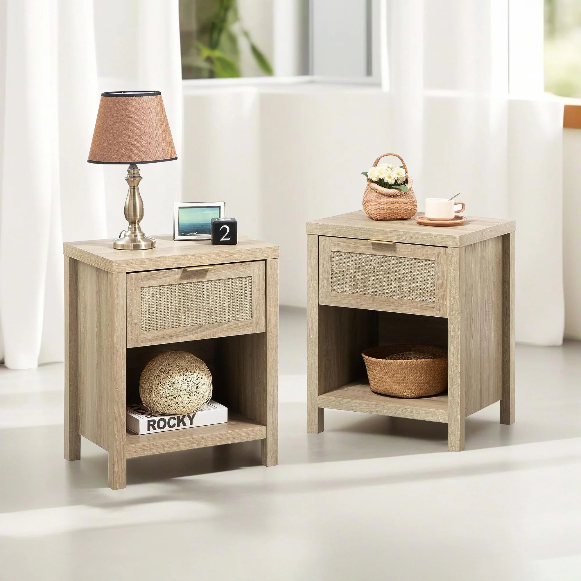 Savanna Rattan Nightstand for Bedroom