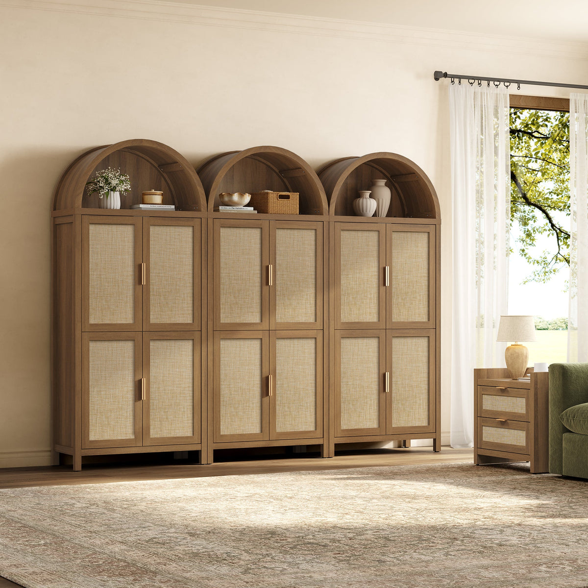 Savanna 72.8Inch-Tall Pantry Cabinet, Arched Design, Set of 3