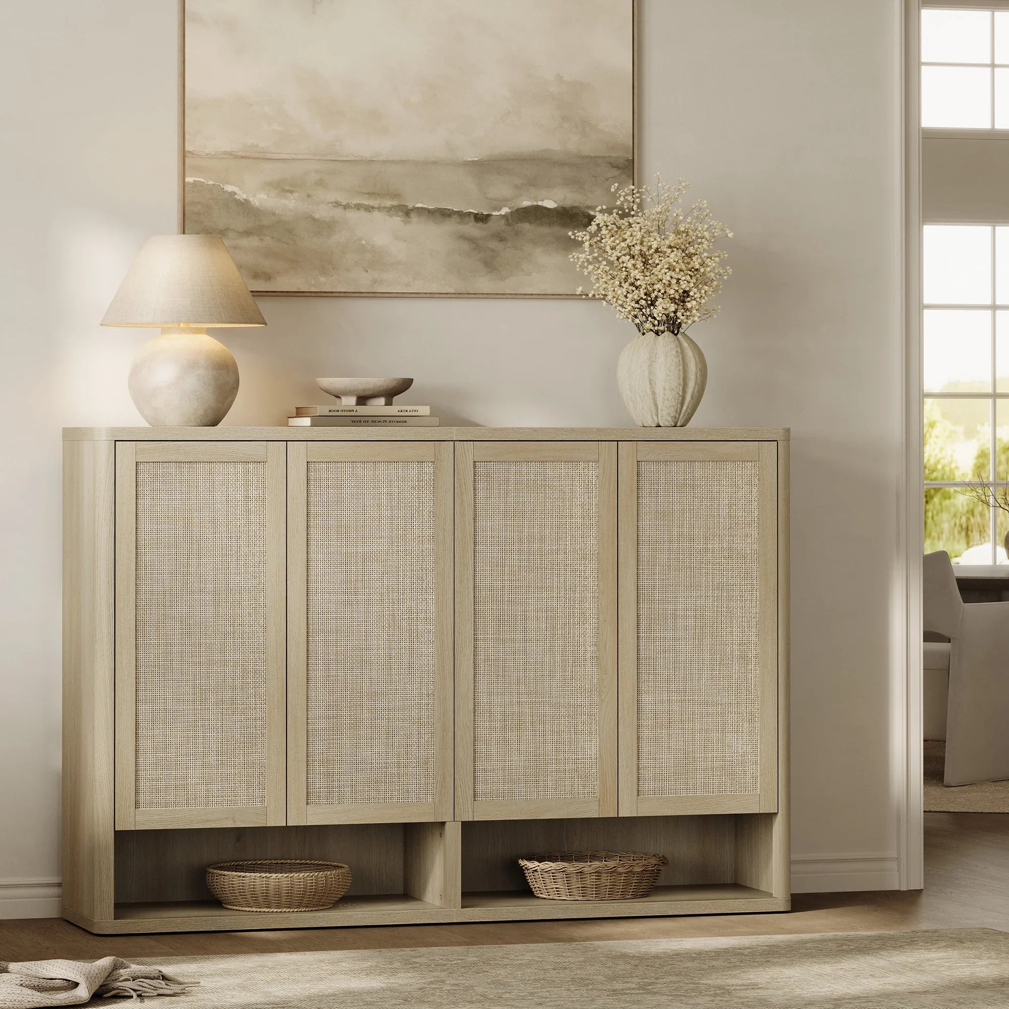 Zura Modular Rattan Shoe Cabinet, 40 Pairs