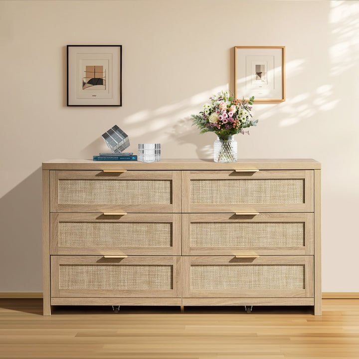 Savanna Nightstand with Charger and 6-Drawers Dresser Set