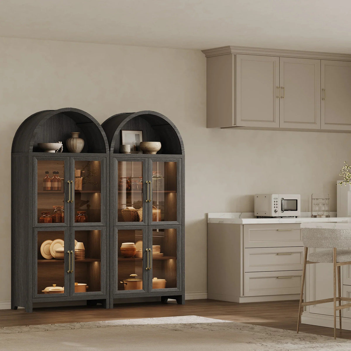 Helio Dining Room Cabinet with Lights, Set of 2