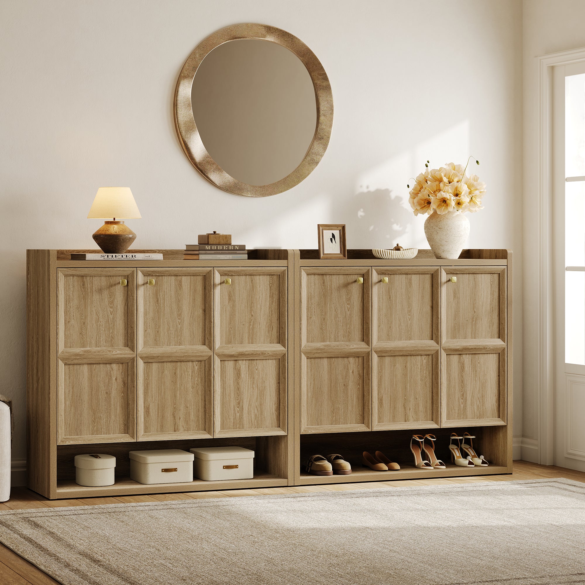 Helio 26-Pair Shoe Cabinet, 3 Doors Storage